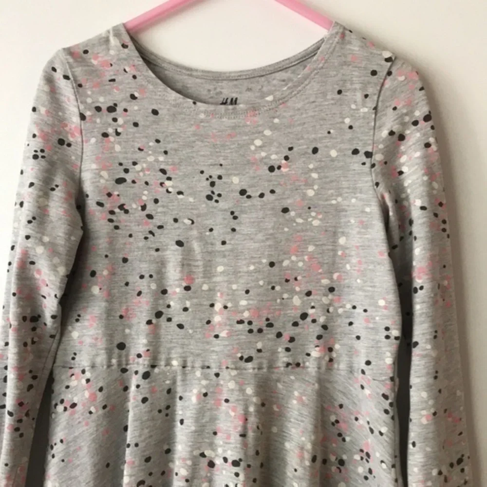 H&M Long Sleeve Dress Set Size 4/6 Black & Grey Polka Dots